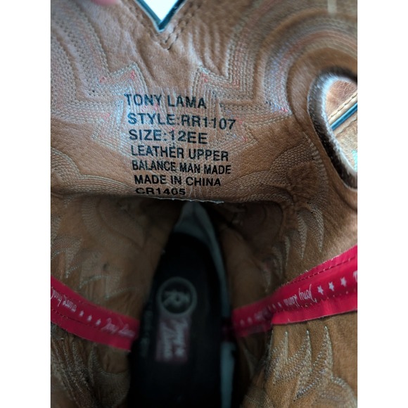 Mens Tony Lama Size 12 EE Leather Black Western Cowboy Boots RR1107 Buckaroo - Picture 10 of 10